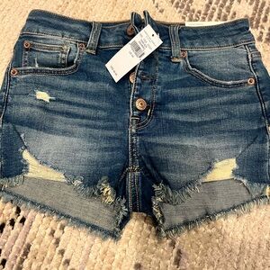 American Eagle Outfitters Blue Distressed Jean Shorts